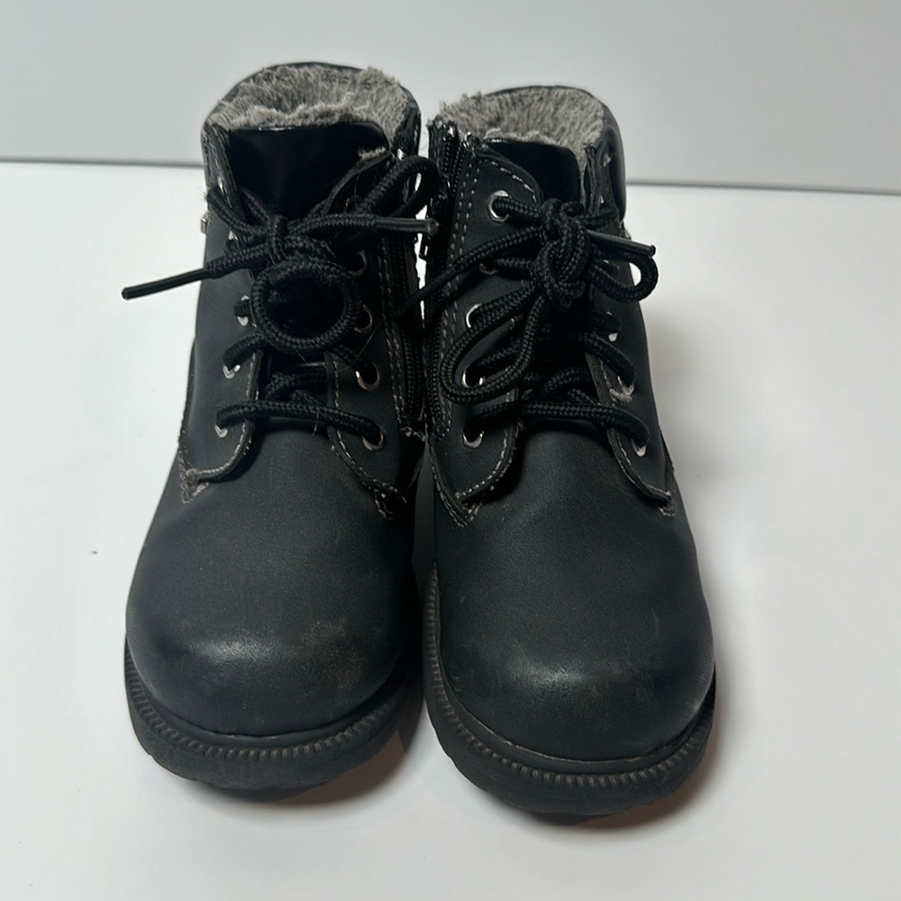 Boys Smartfit weatherproof insulated lace up zipper boots size 9.5 gray